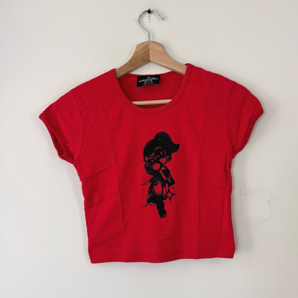 Women's Mindblown New York Streetwear Doll Bratz Graphic Red Cropped Tee Shirt